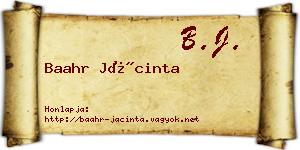 Baahr Jácinta névjegykártya